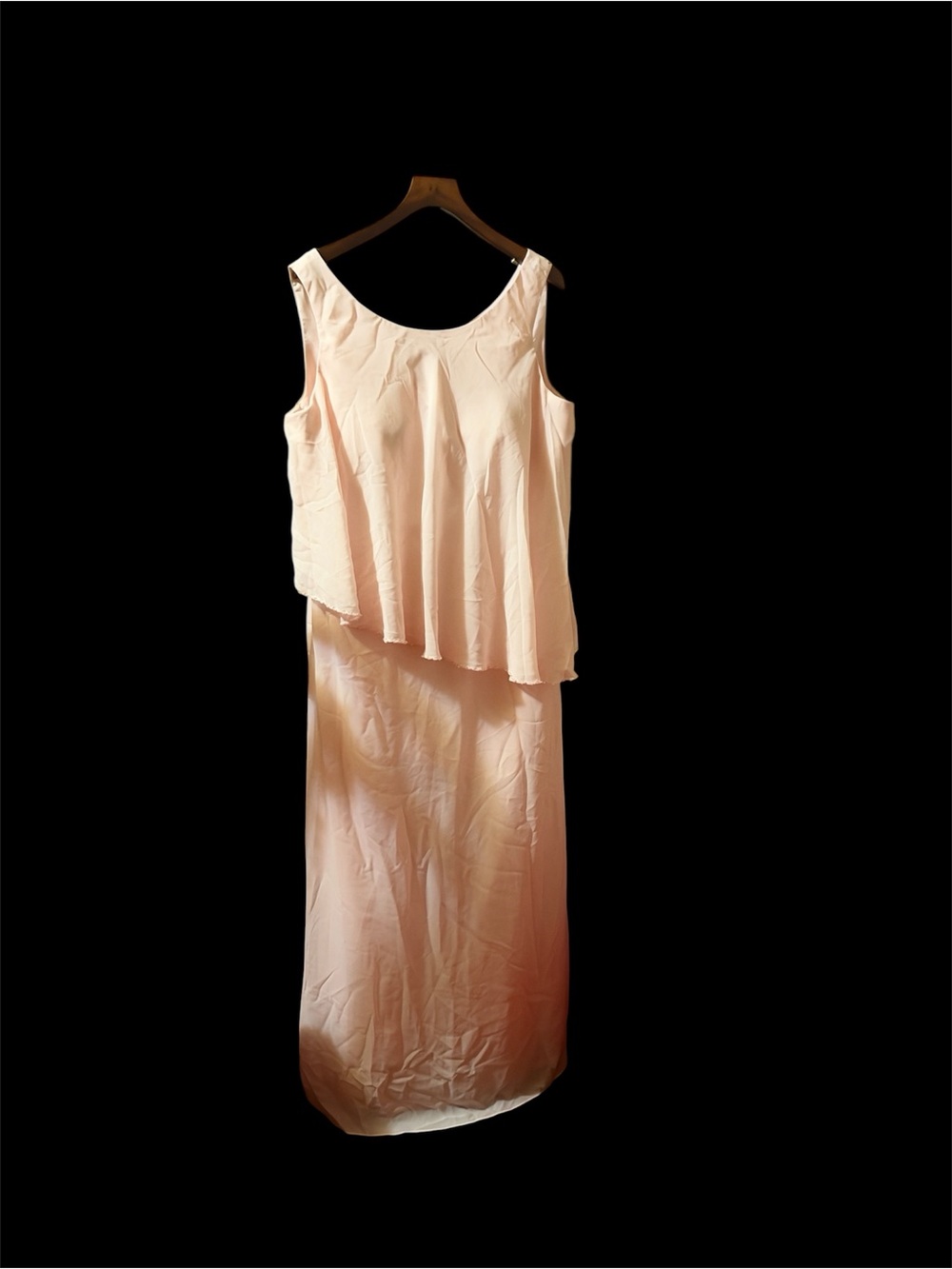 Sleeveless Cream Maxi Dress with Layered Bodice